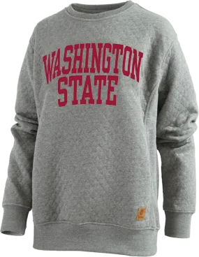 Pressbox Quilted Fleece Gray Washington State Embroidered Crewneck