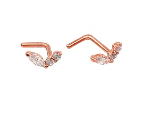 14K Solid Gold 20g Cz Heart Nose Stud Piercing