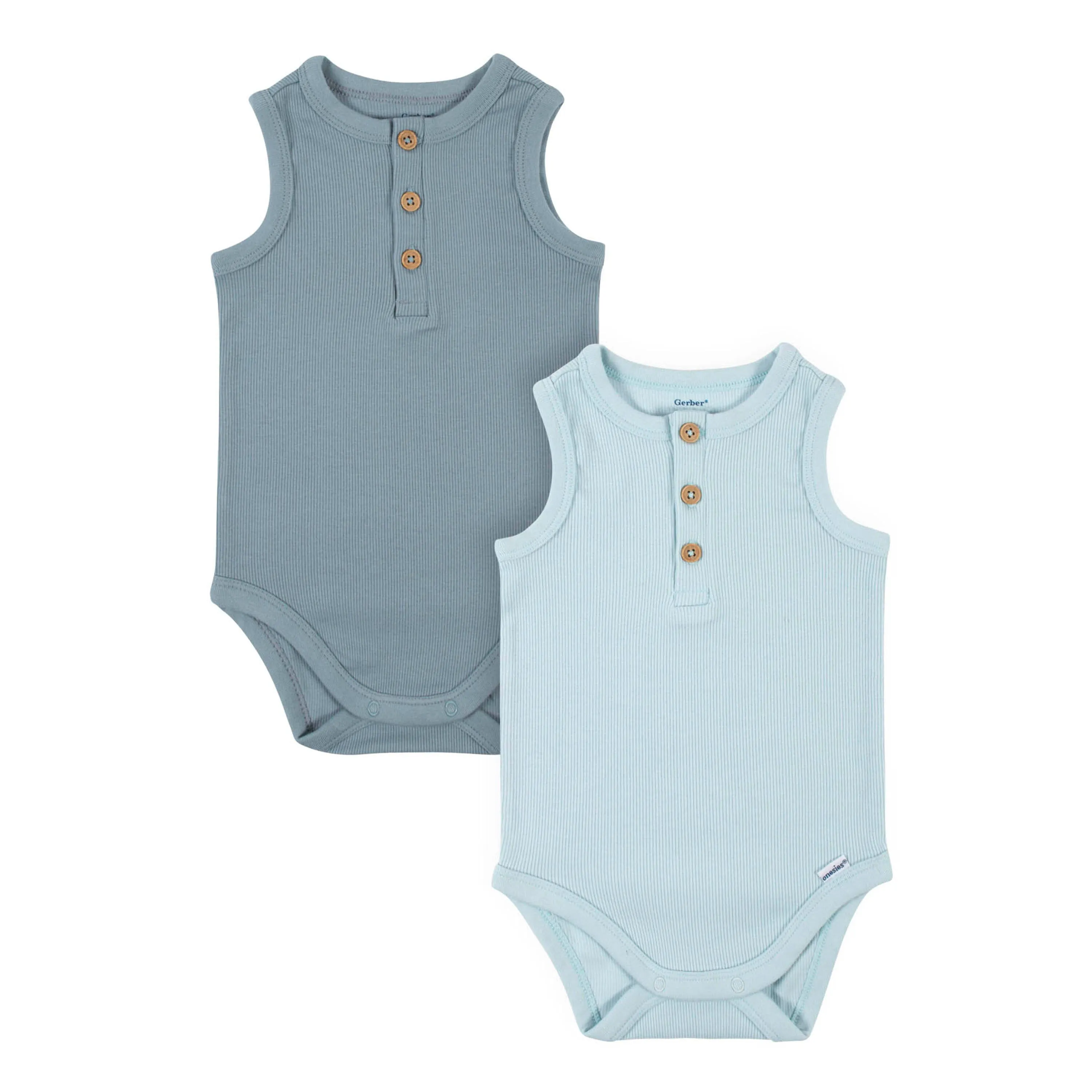 2-Pack Baby Boys Blues Sleeveless Onesies Bodysuits