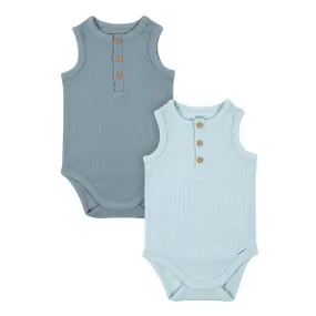 2-Pack Baby Boys Blues Sleeveless Onesies Bodysuits