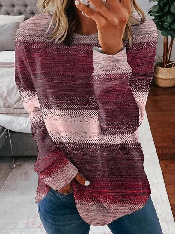 3D Printed Color Block Women's Sweatshirt Pullover