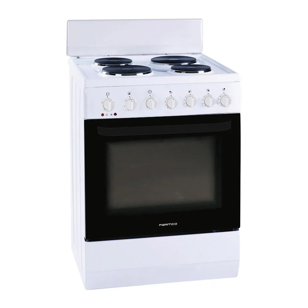 600mm Freestanding Stove, Solid Plate Cooktop, Electric Oven, White FS60WP4