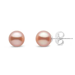 6.5-7.0 mm AAA Pink to Peach Freshwater Pearl Stud Earrings