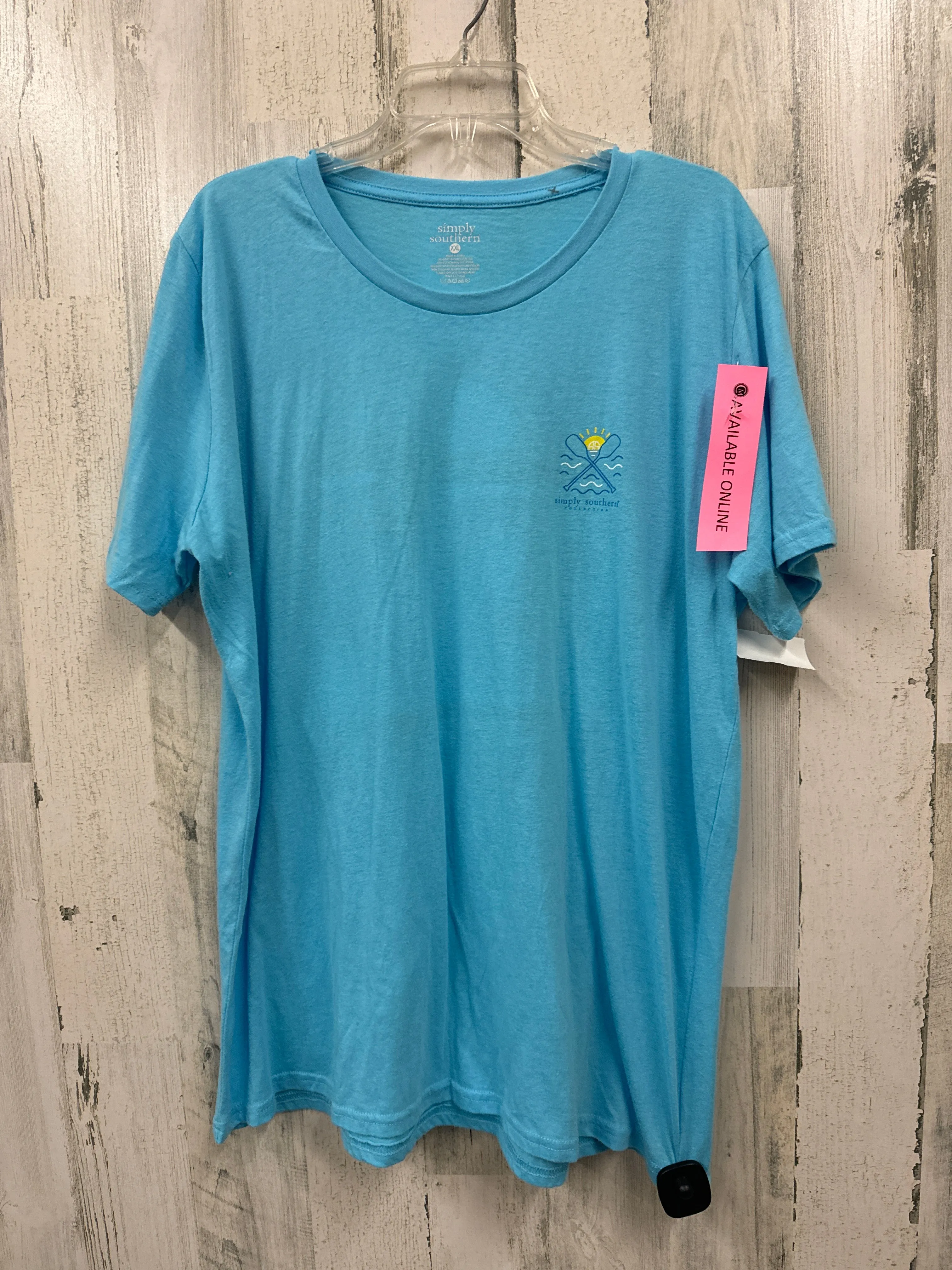 Blue Top Short Sleeve Simply Southern, Size 2x