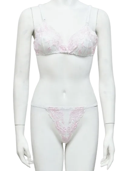 Bridal Bra Panty Set Non Padded Bra Semi Transparent Embroidered Bra Panty Set