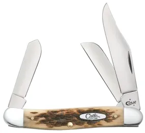 Case Knives Peach Seed Jig Stockman Folding Knife - Amber Bone