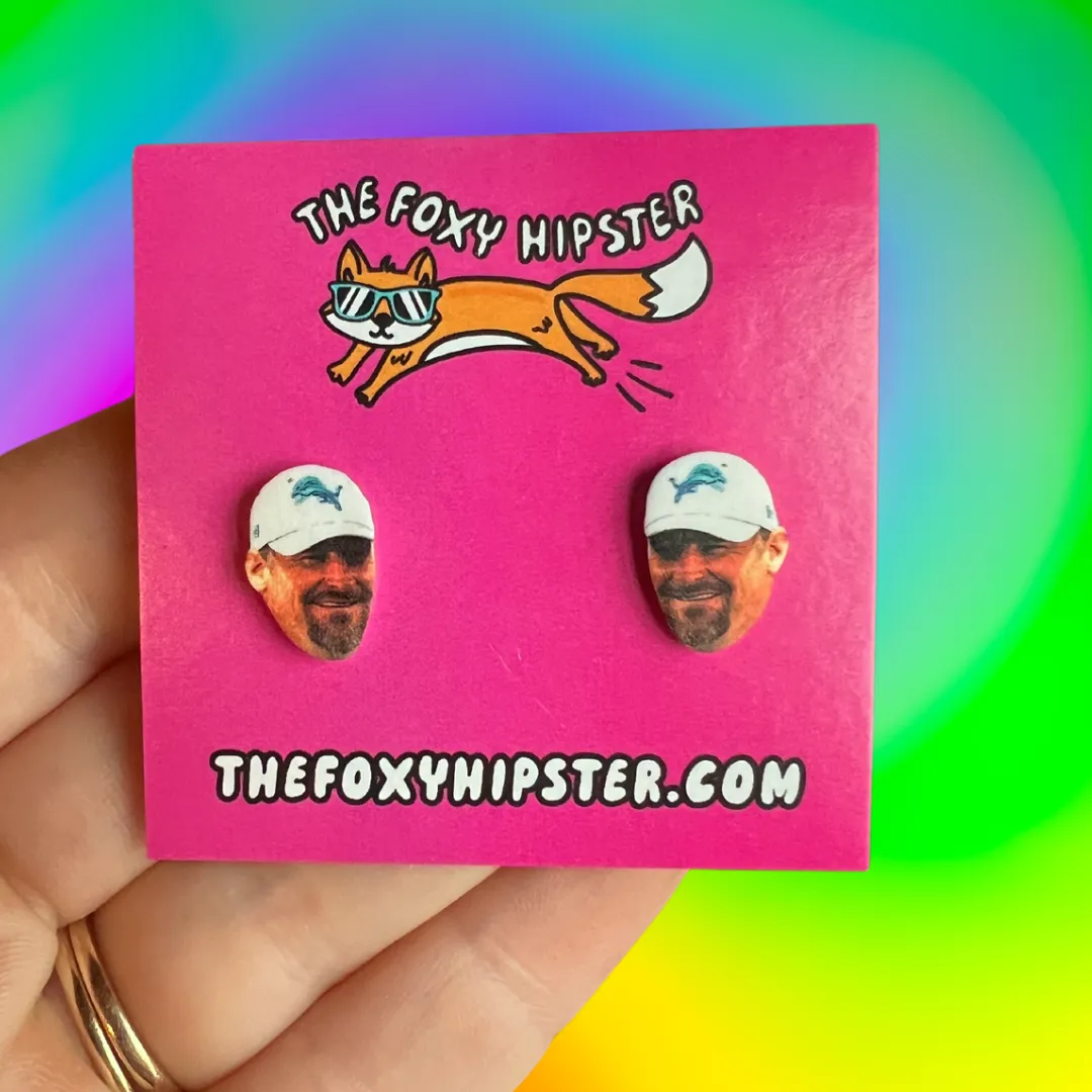 Dan Campbell Lions Coach Stud Earrings