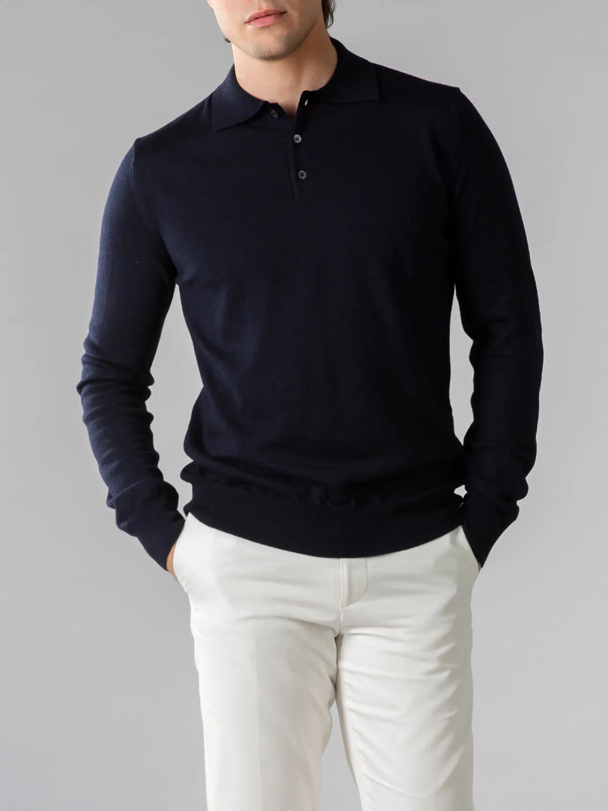 Extrafine Merino Polo Navy