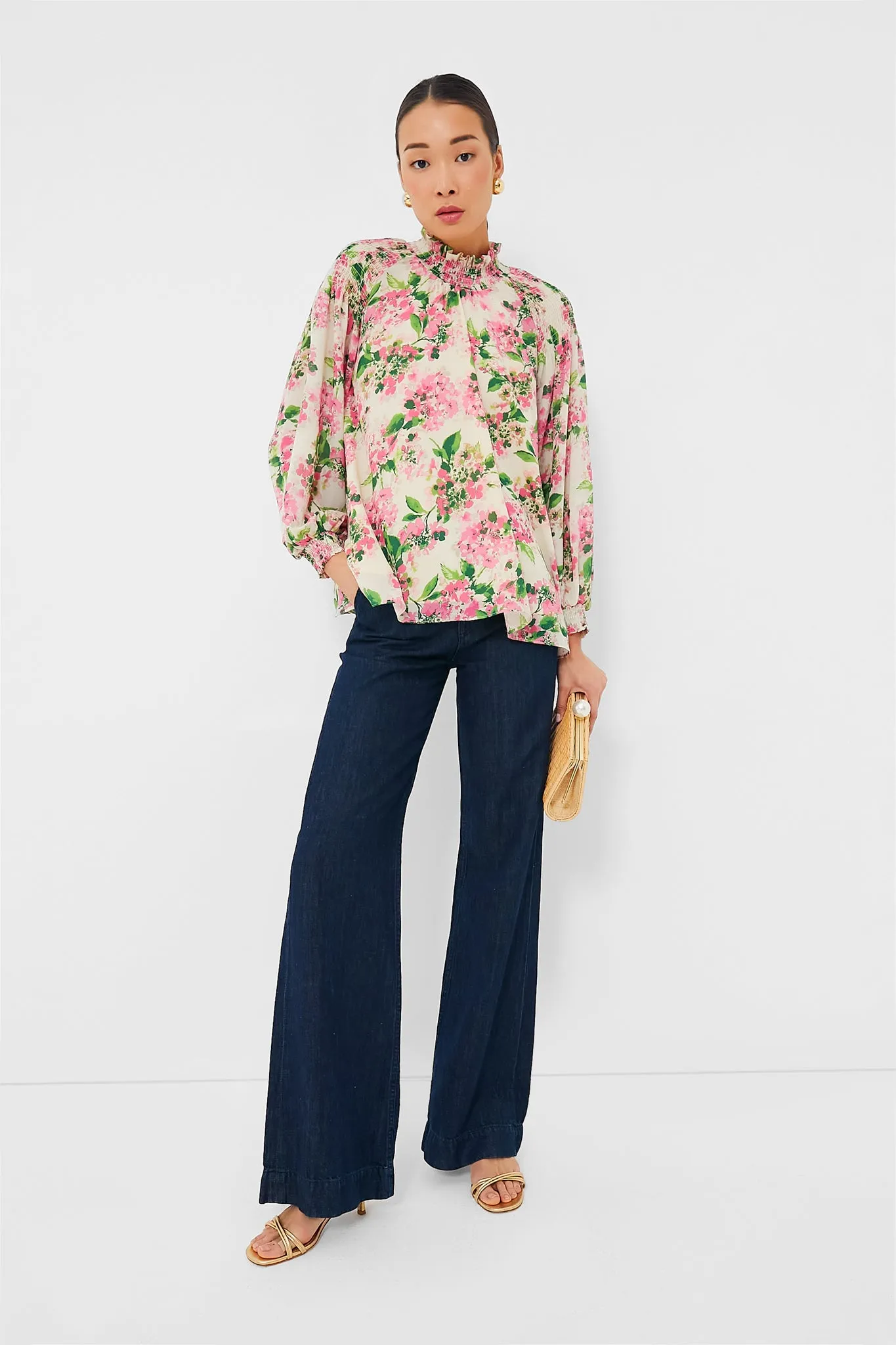 Gossamer Pink Hydrangea Lydia Blouse