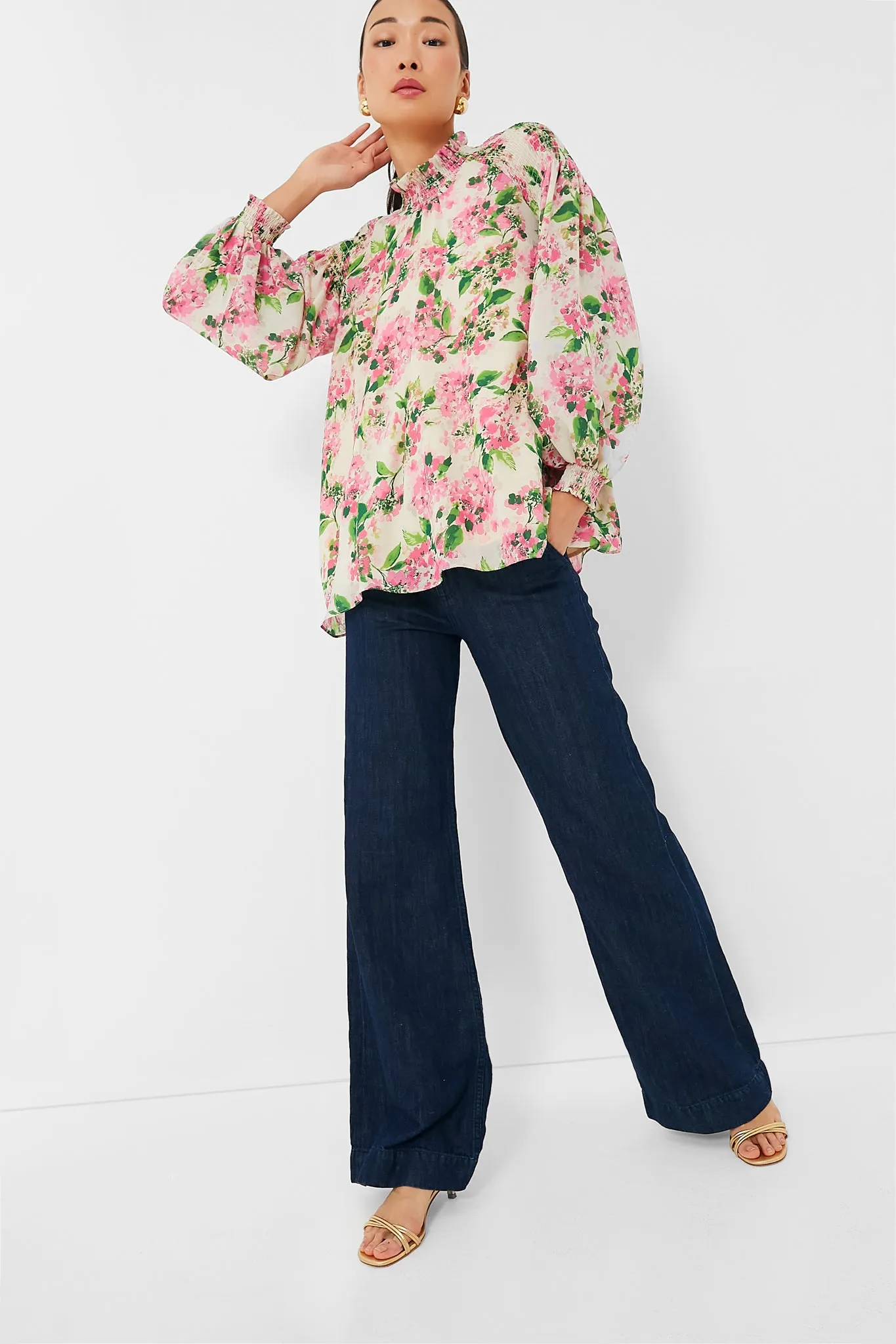 Gossamer Pink Hydrangea Lydia Blouse