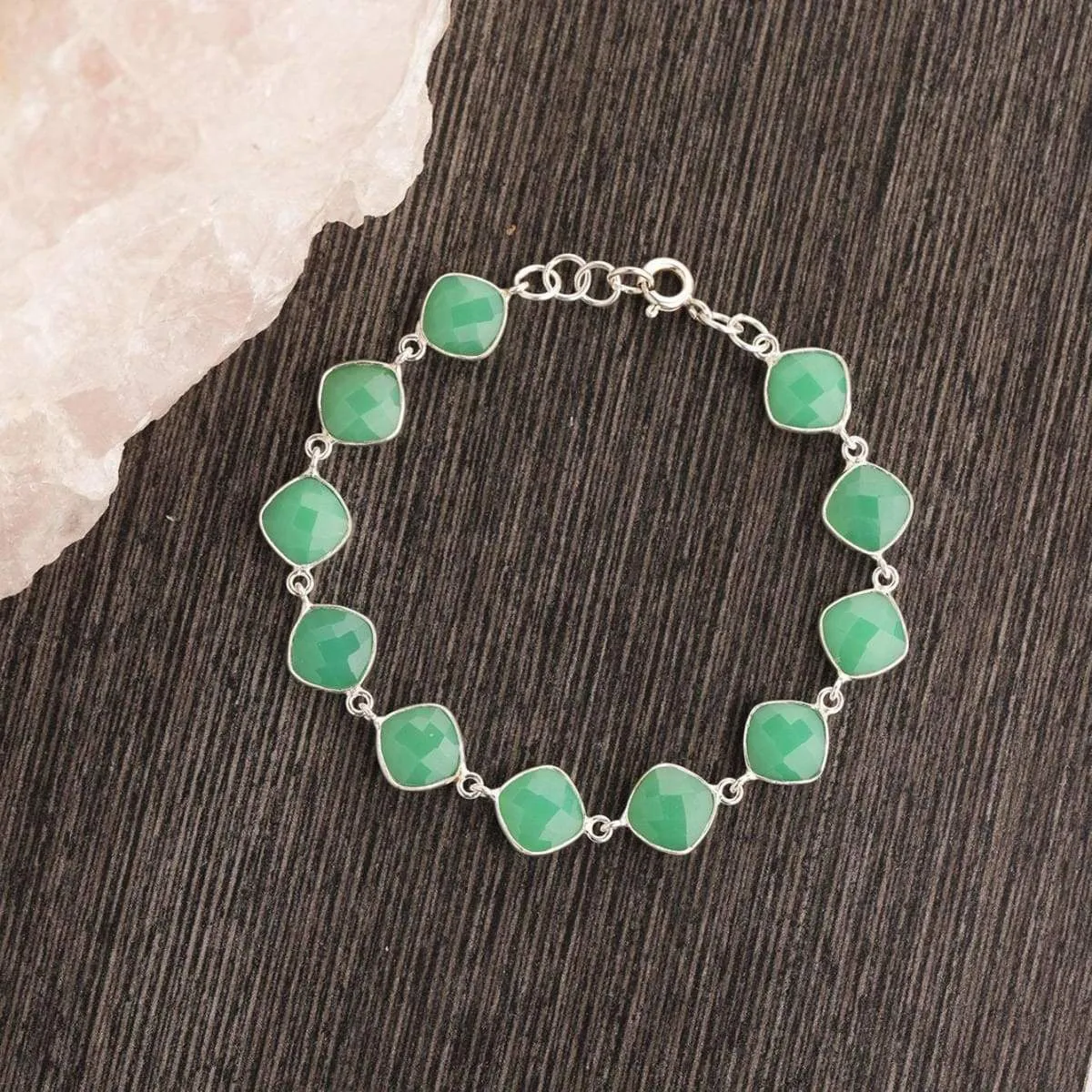 Green Chrysoprase Bracelet Chryso Onyx Bracelet Handmade 925 Sterling Solid Silver Bracelet