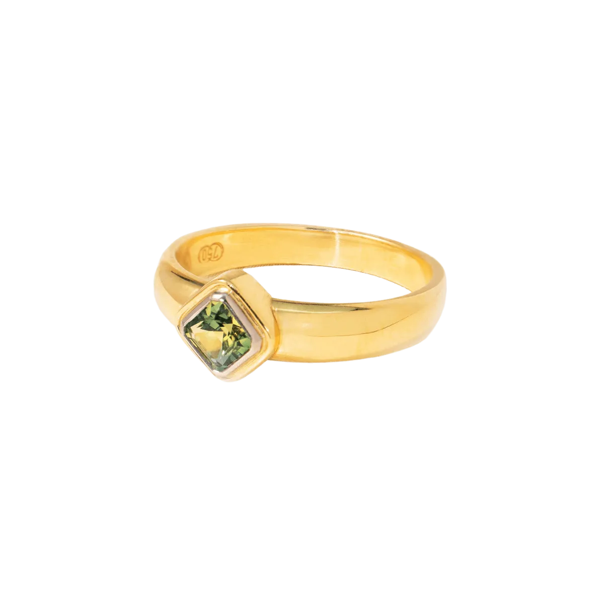 Green Gold Sapphire Ring