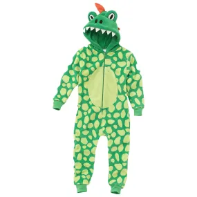 Green Pattern Boys Dinosaur Onesie