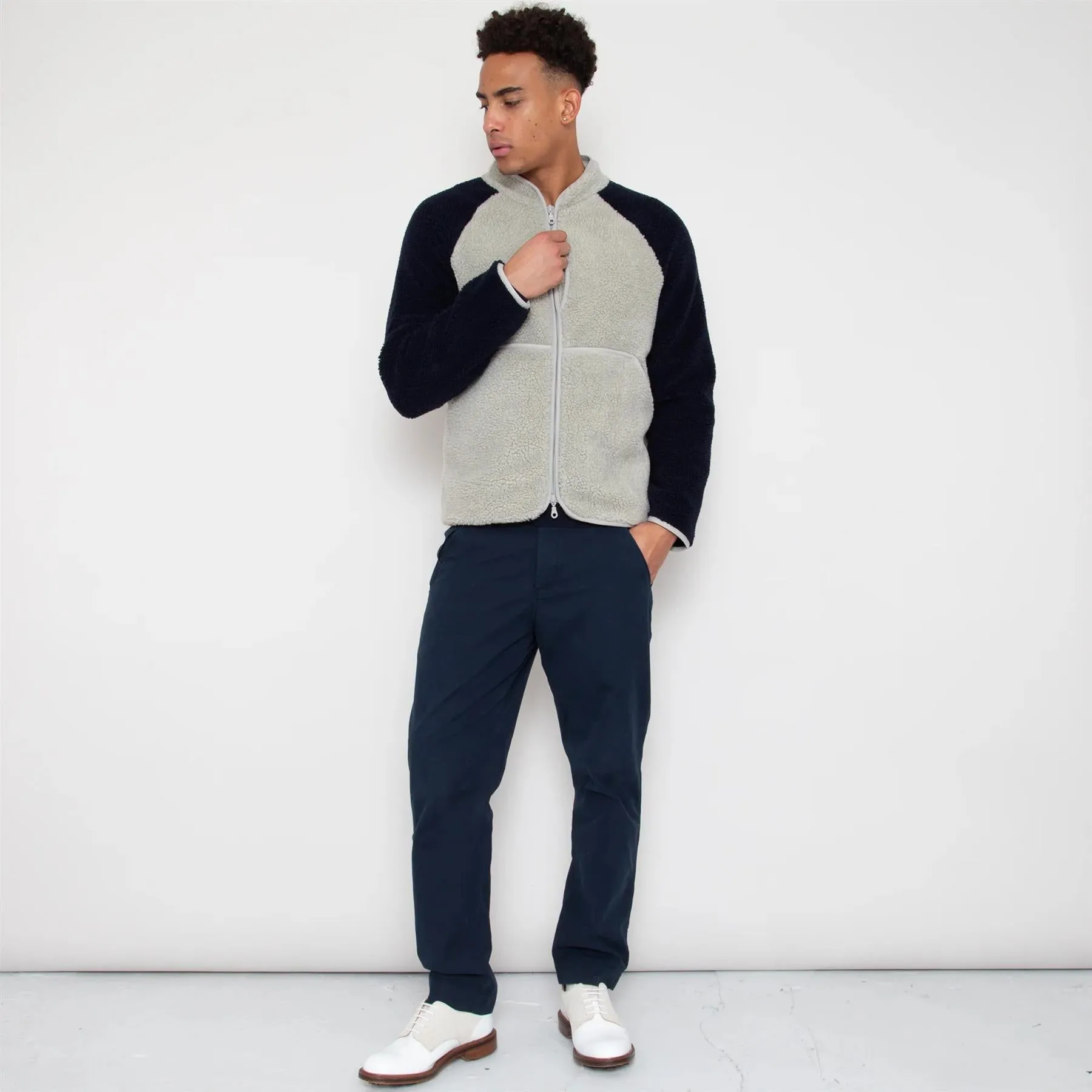 Himalayas Fleece Mid Layer Ash Grey/Deep Navy - SS24