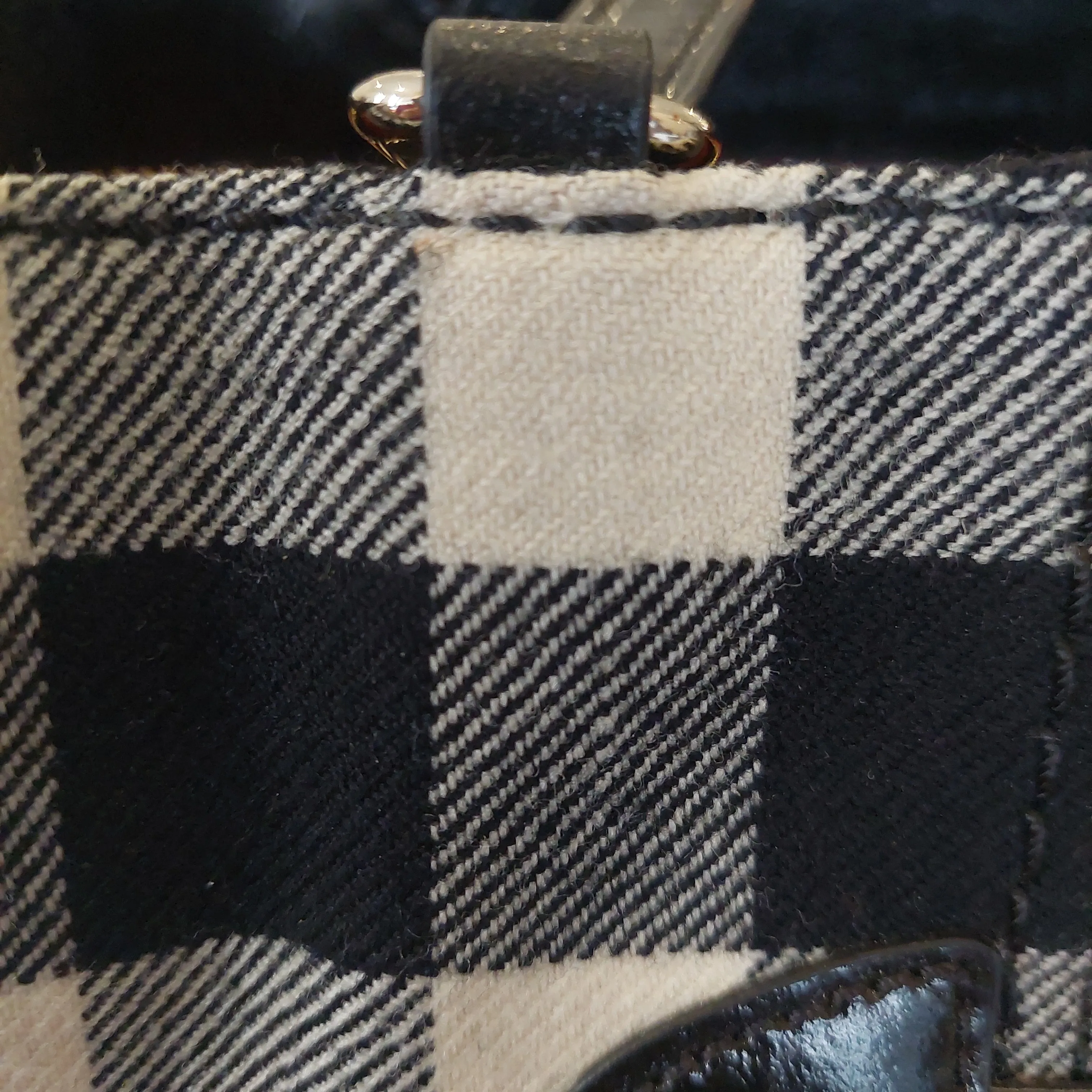 Kate Spade Black & White Checked 'Karen' Wool Material Tote | Pre Loved |