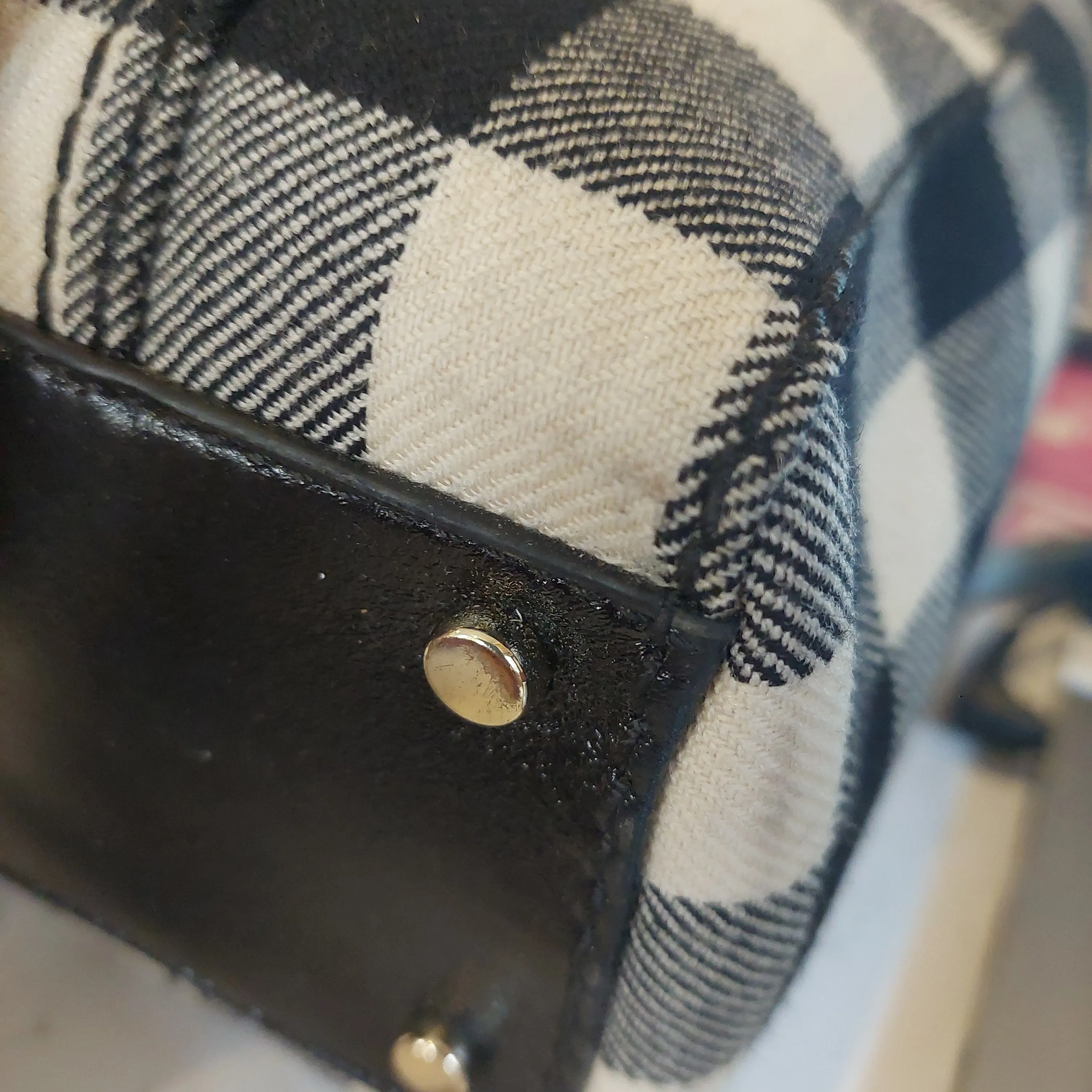 Kate Spade Black & White Checked 'Karen' Wool Material Tote | Pre Loved |