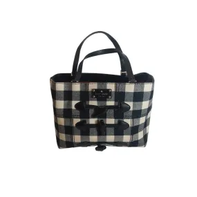 Kate Spade Black & White Checked 'Karen' Wool Material Tote | Pre Loved |