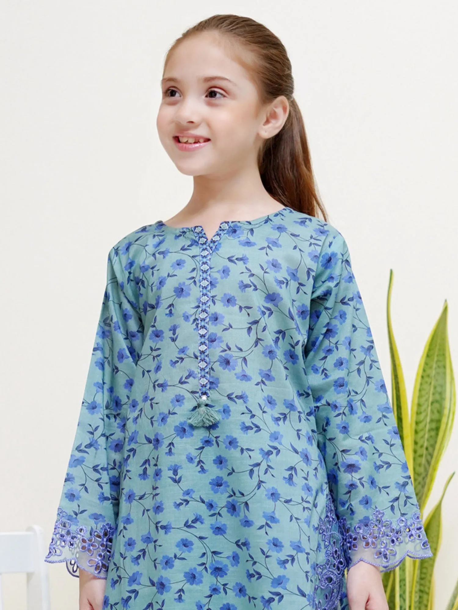 Kids Blue Coords Embroidered Lawn 2-Piece Suit