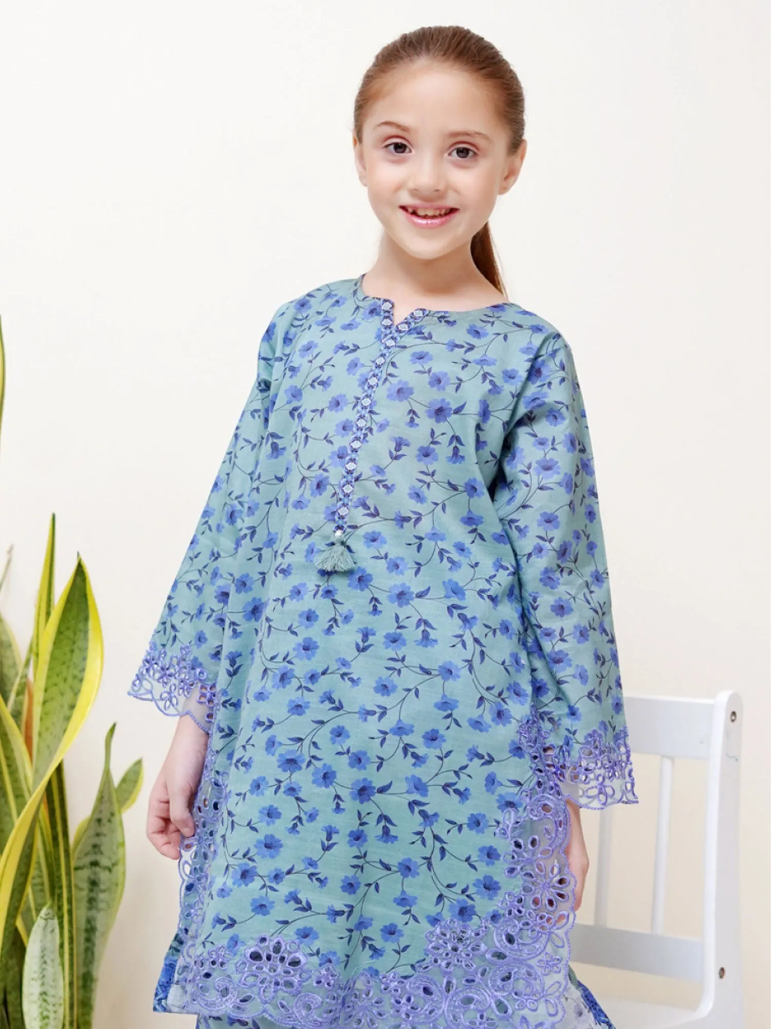 Kids Blue Coords Embroidered Lawn 2-Piece Suit