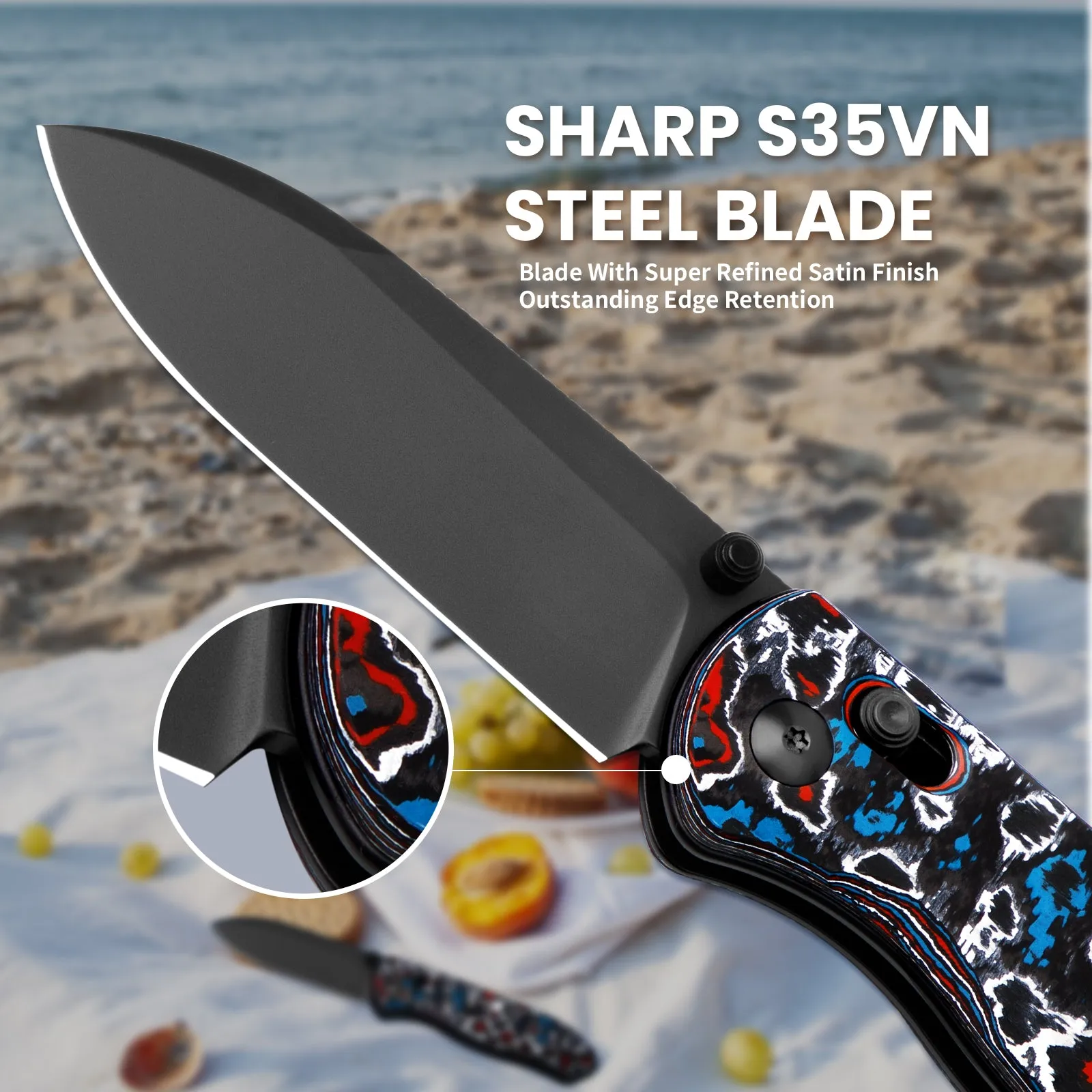 Kizer Drop Bear S45VN Blade Clutch Lock Fatcarbon Handle Ki3619A5 (2.97 DLC)