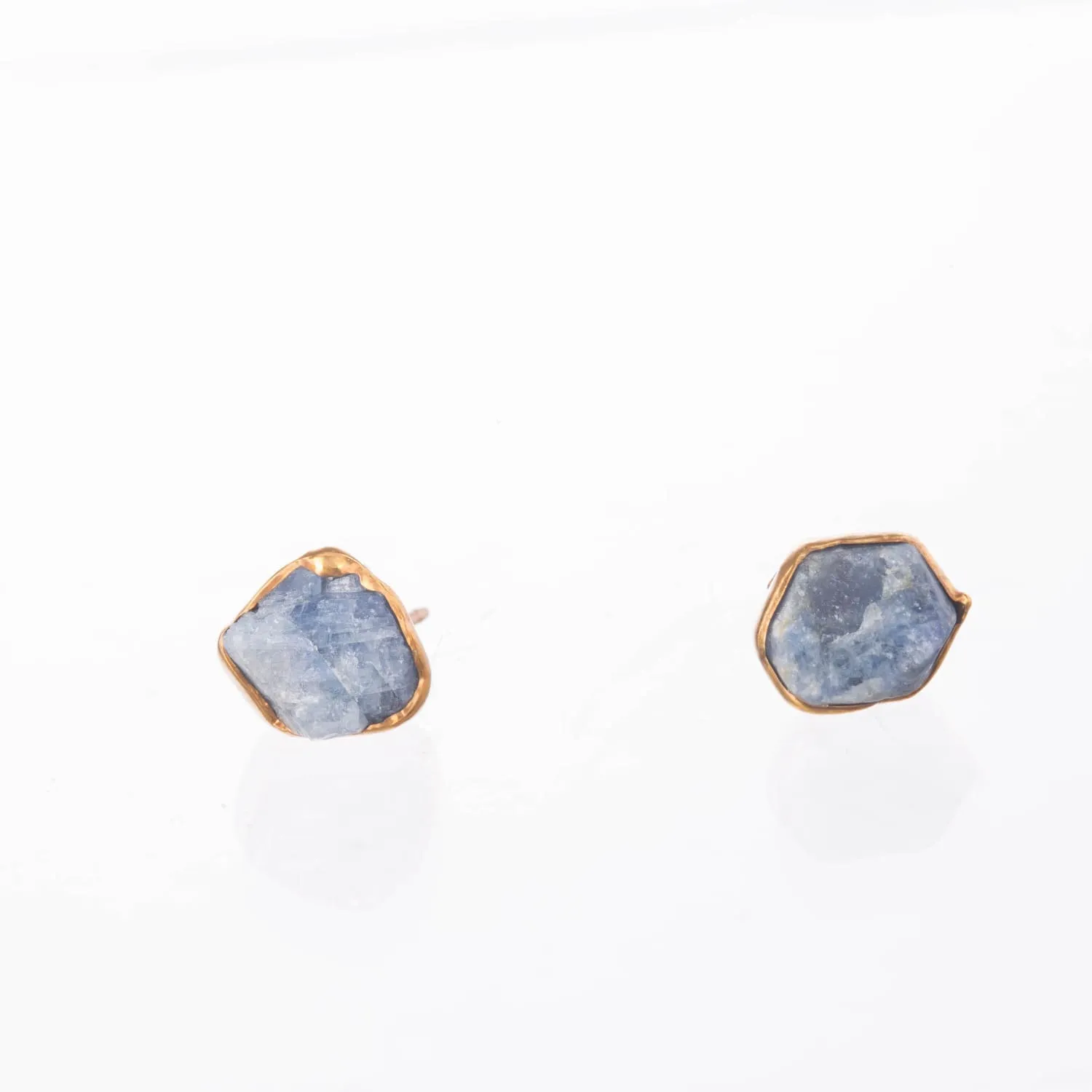 Large Raw Sapphire Earrings, Gold Earrings, September Birthstone Earrings, Sapphire Stud Earrings, Large Stud Earrings, Raw Gemstone Studs