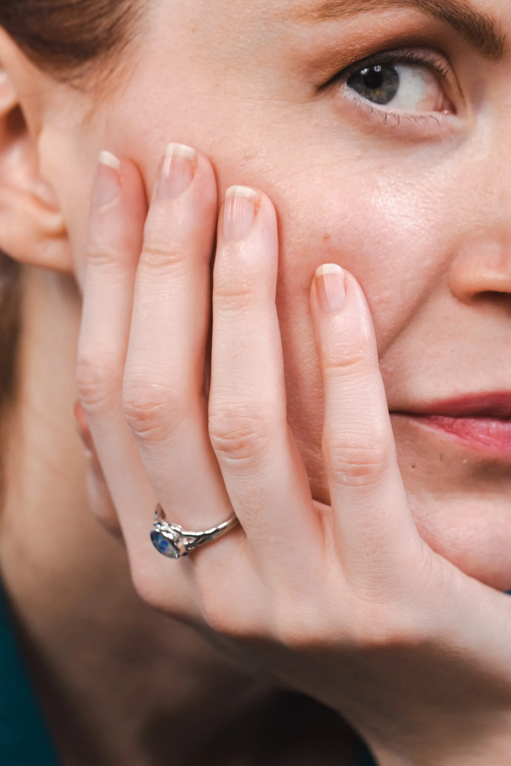 Leaf Cremation Ring with Opal