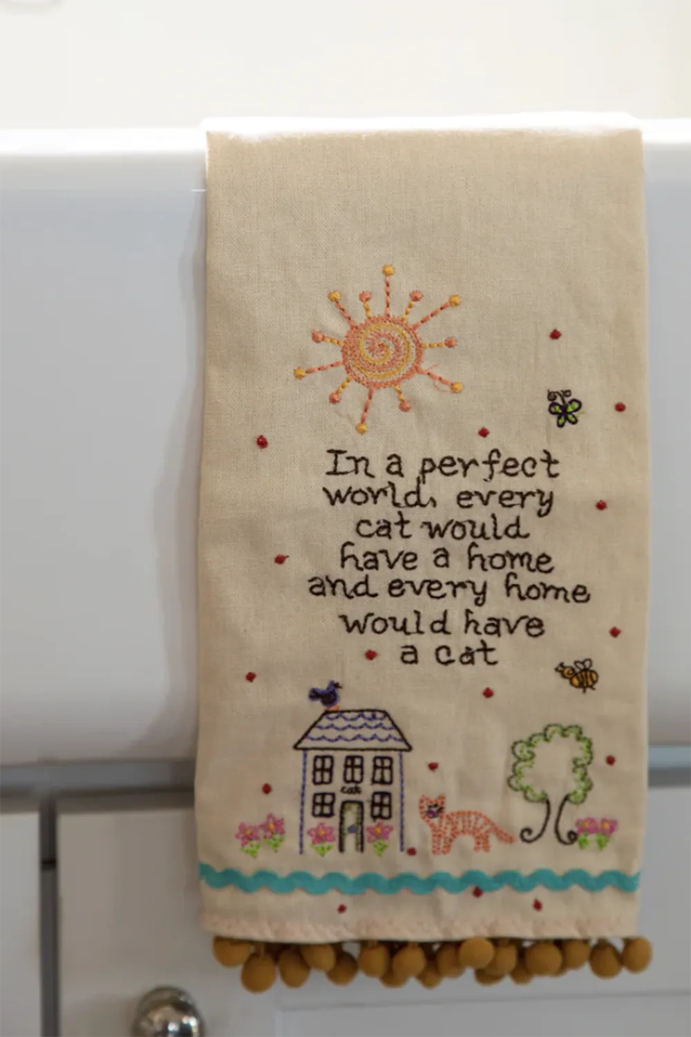 Linen Hand Towel - Perfect World Cat