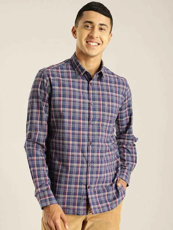 Men Checked Full Sleeve Cotton Blend Shirt