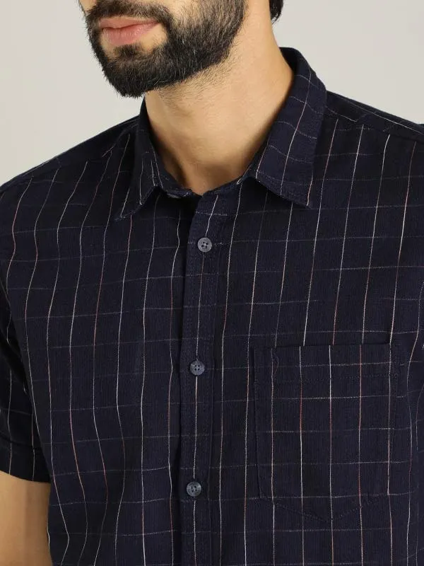 Men Checked Half Sleeve Cotton Shirt