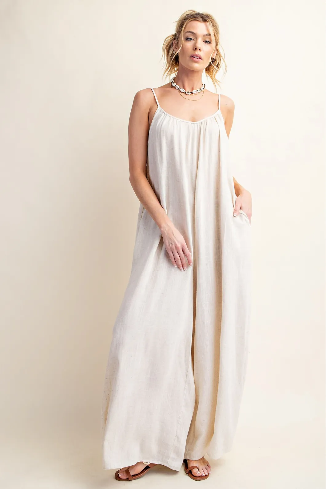 Oatmeal Linen Jumpsuit