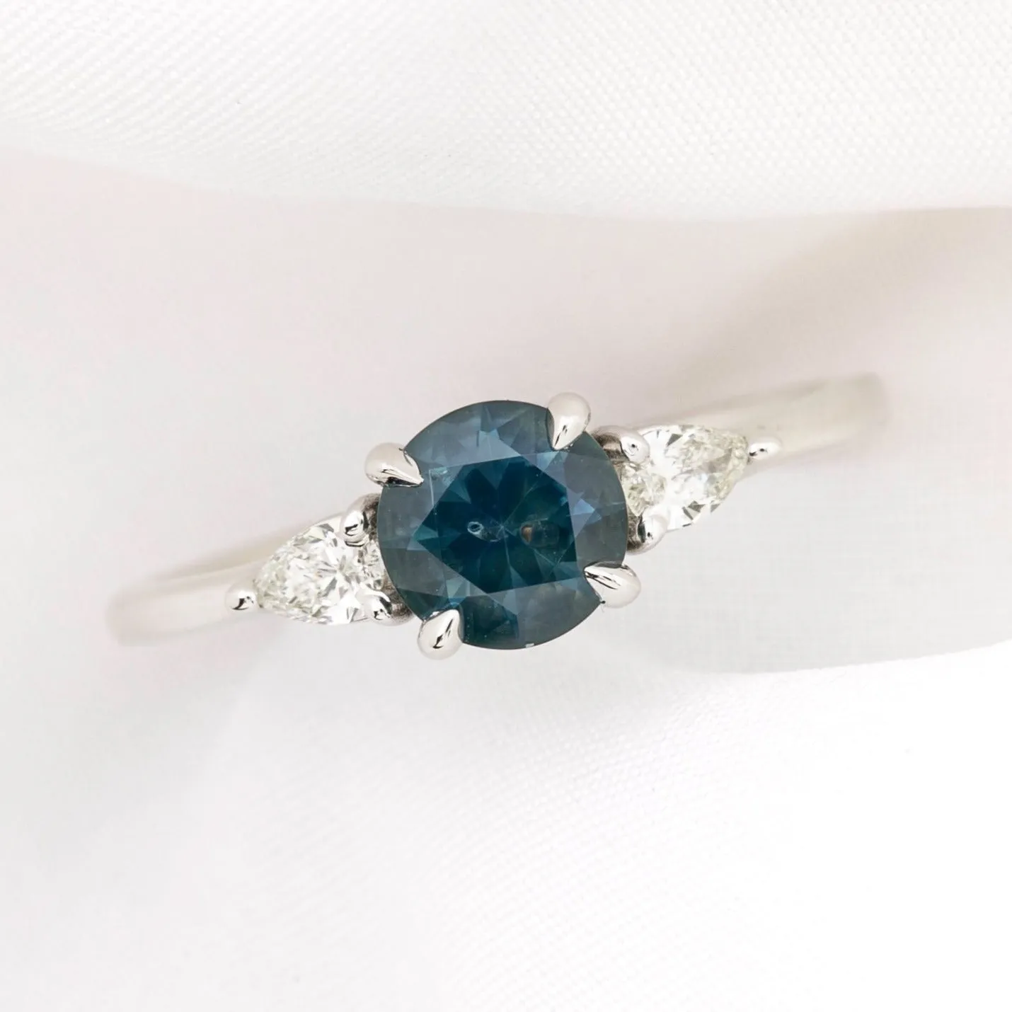 Olivia Ring 1.01ct Blue Montana Sapphire, 14k White Gold (One of a kind)