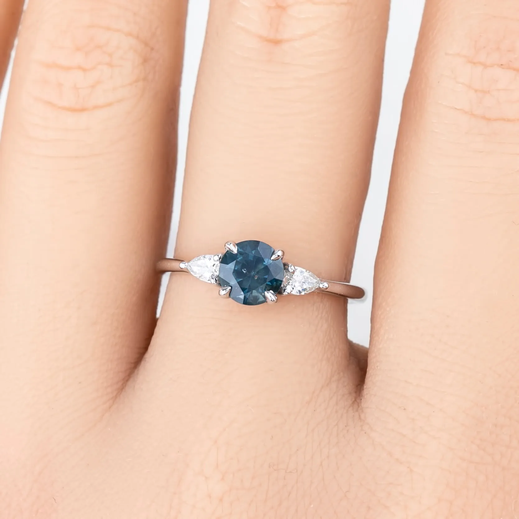 Olivia Ring 1.01ct Blue Montana Sapphire, 14k White Gold (One of a kind)