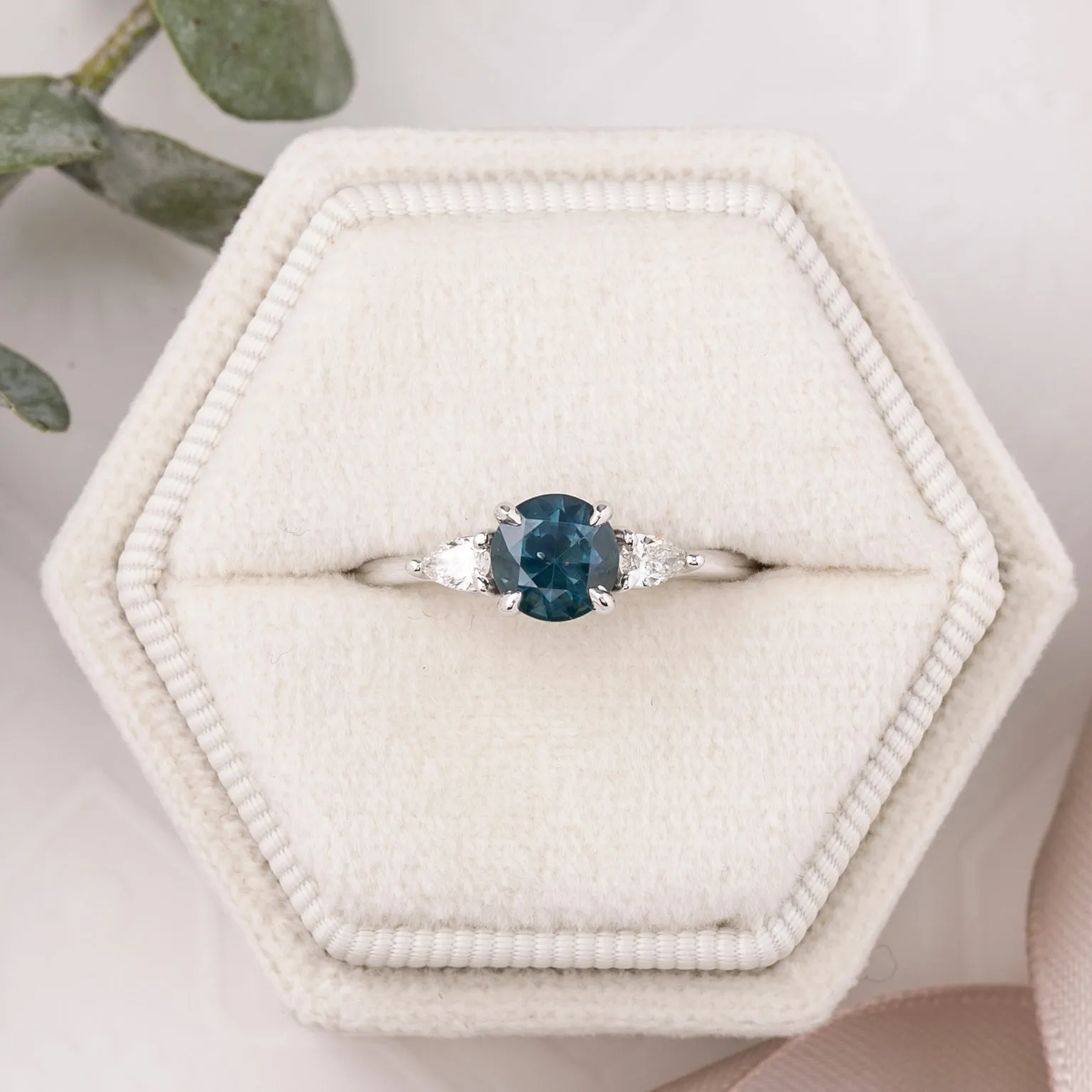 Olivia Ring 1.01ct Blue Montana Sapphire, 14k White Gold (One of a kind)