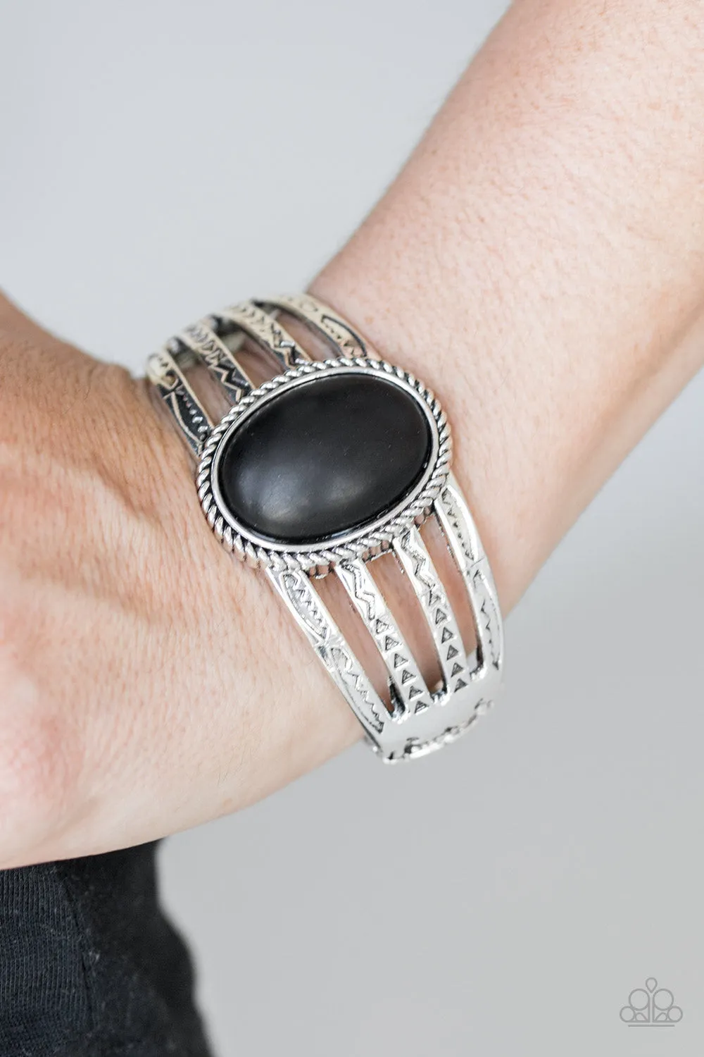 Paparazzi Bracelet ~ Desert Glyphs - Black Cuff Bracelet