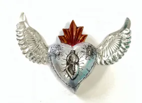 Pewter Lined Sacred Heart w/ Wings