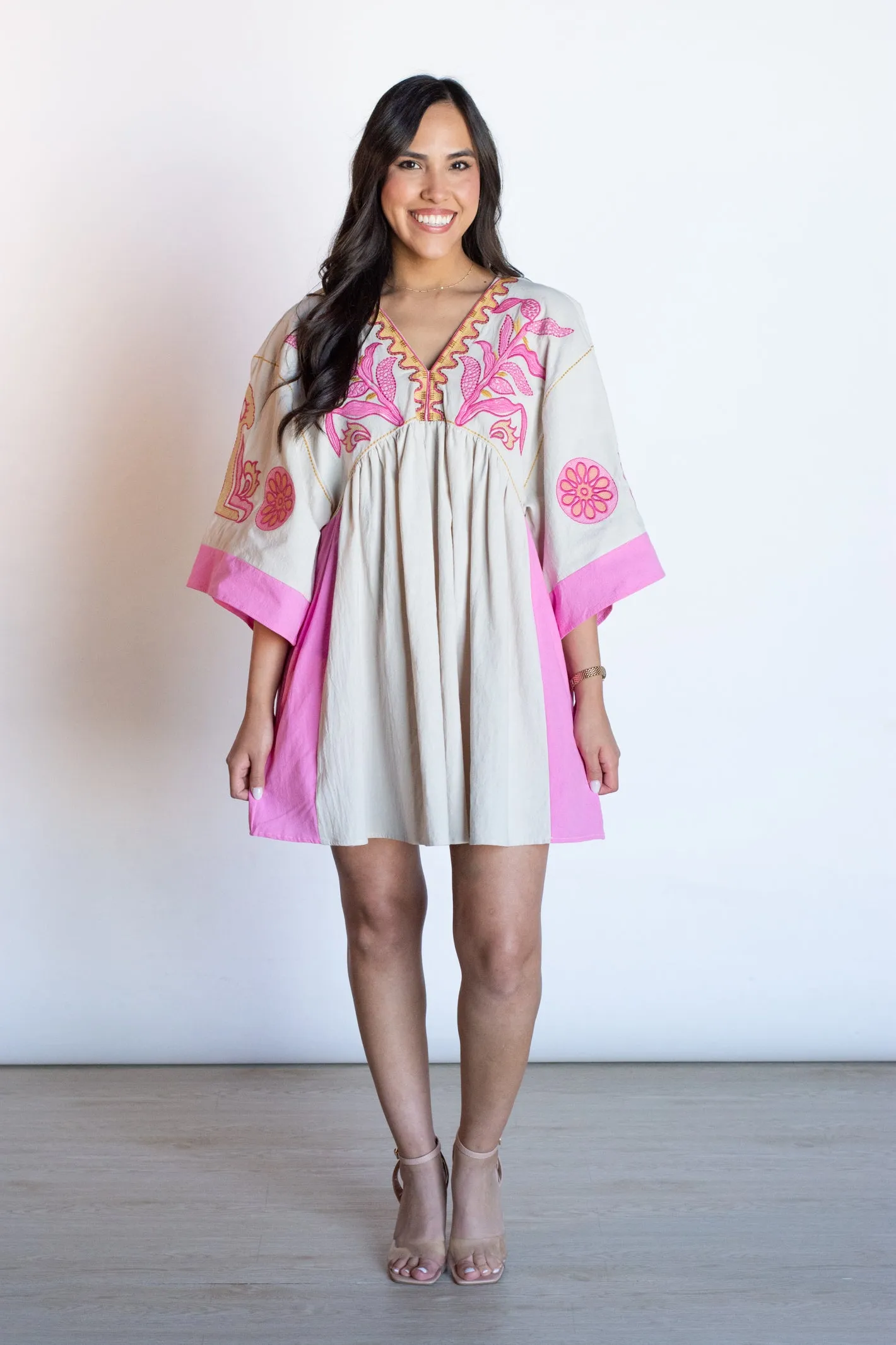 PRE-ORDER: Charming Presence Pink Embroidered Dress