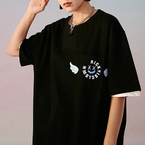 Rickyisclown [RIC] Embroidered Angel Wings Pocket Tee Black [R9210508f-GGGG]