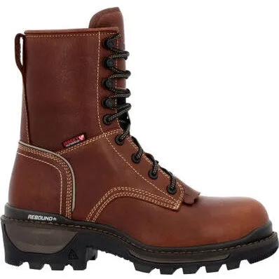 Rocky Men's Rams Horn 9" WP Logger Slip Resis Work Boot Brown RKK0395