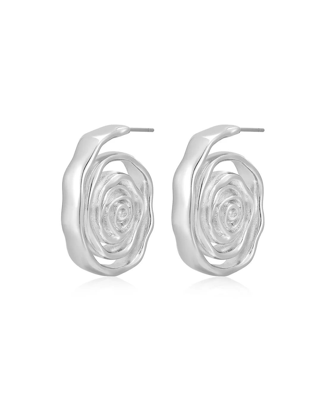 Rosette Coil Earrings- Silver