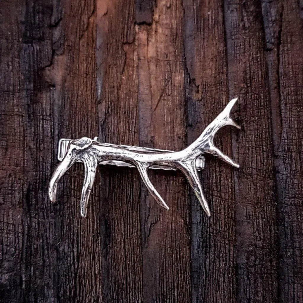 Silver Elk Antler Tie Bar