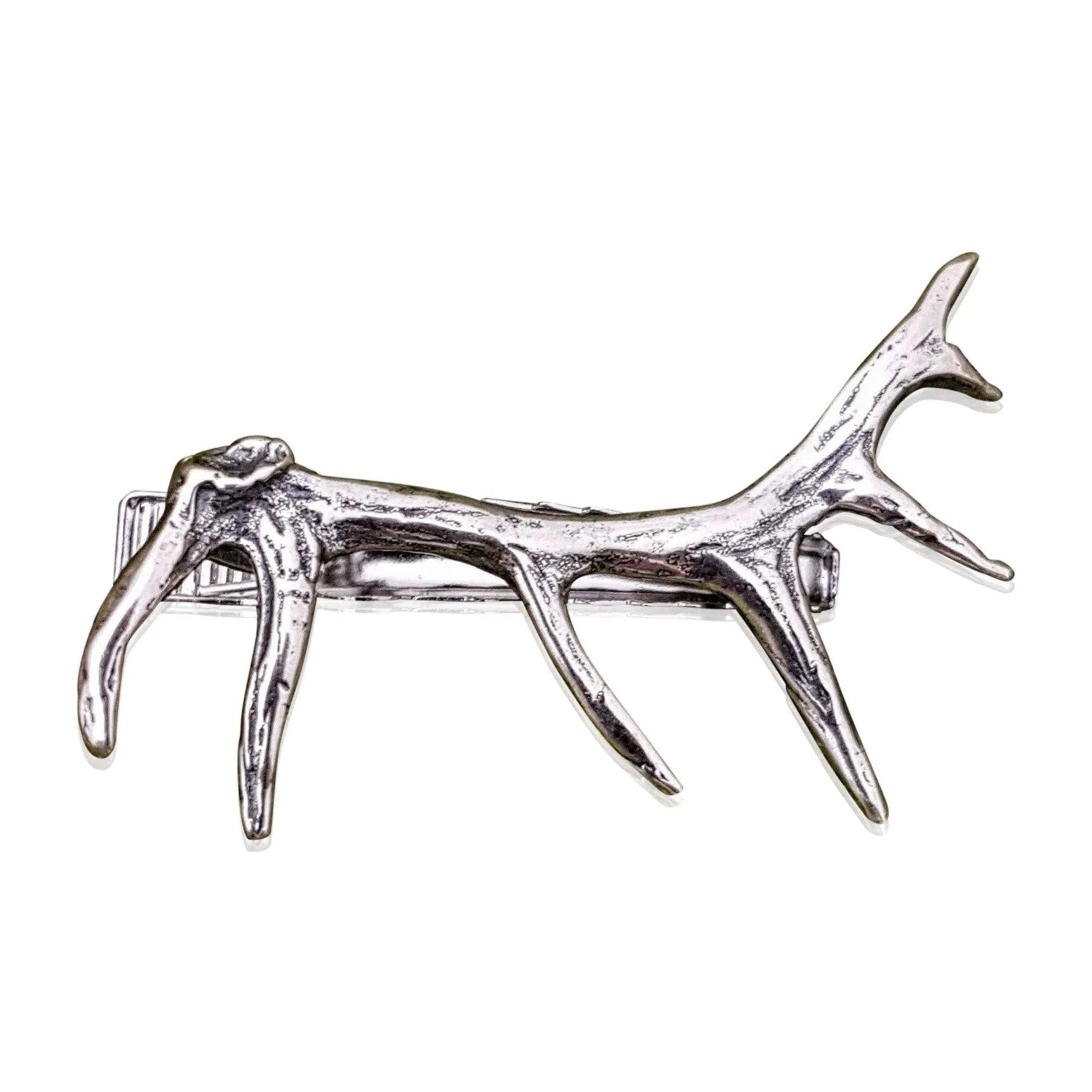 Silver Elk Antler Tie Bar