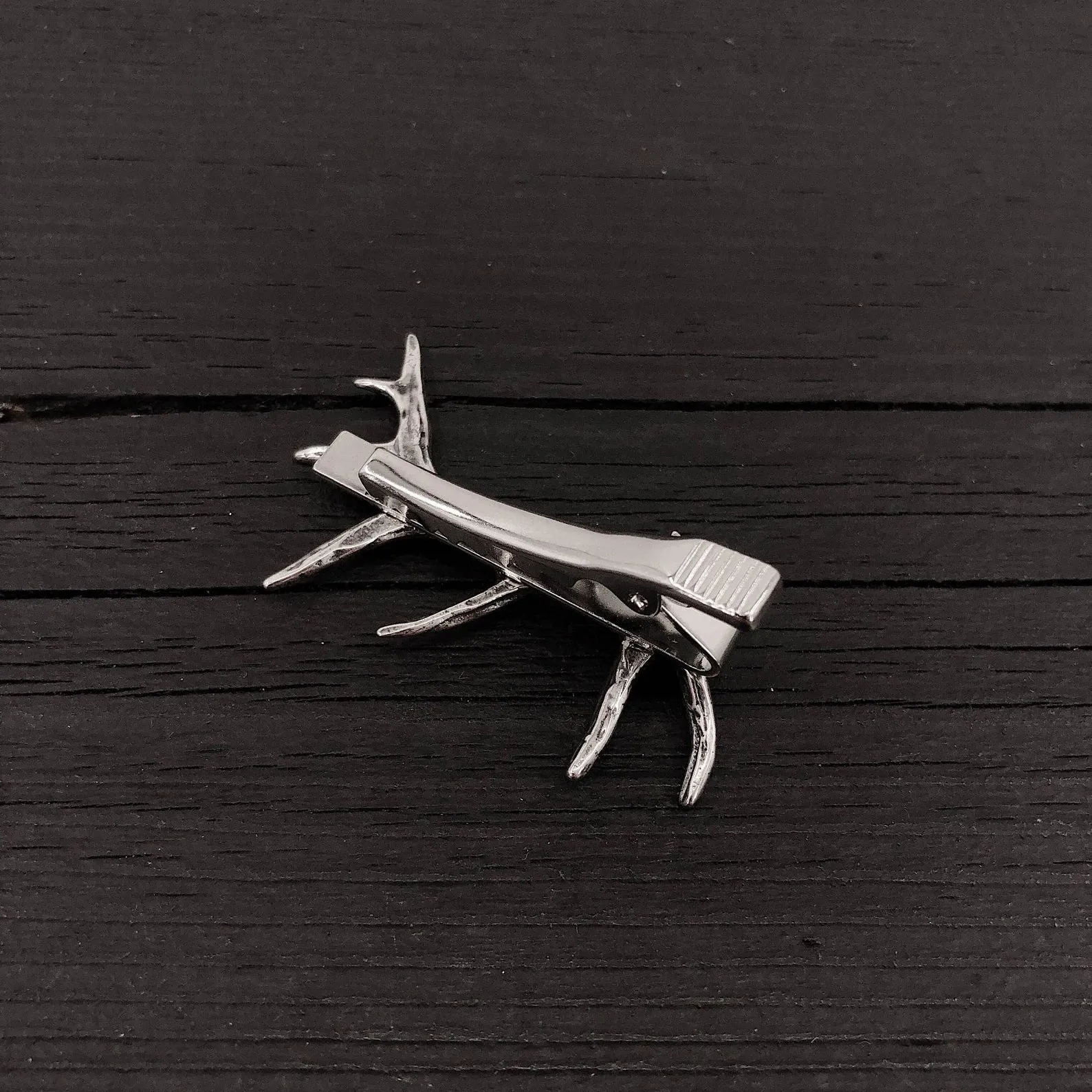 Silver Elk Antler Tie Bar