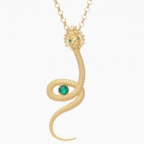 Snake Necklace in Gold Plated Silver   Emerald - By Ana Moura