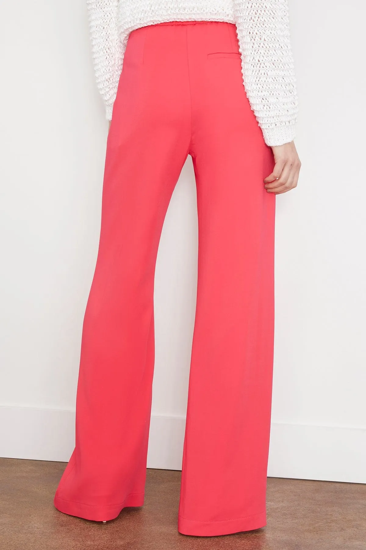 Stretch Crepe Cady Flared Pants in Watermelon