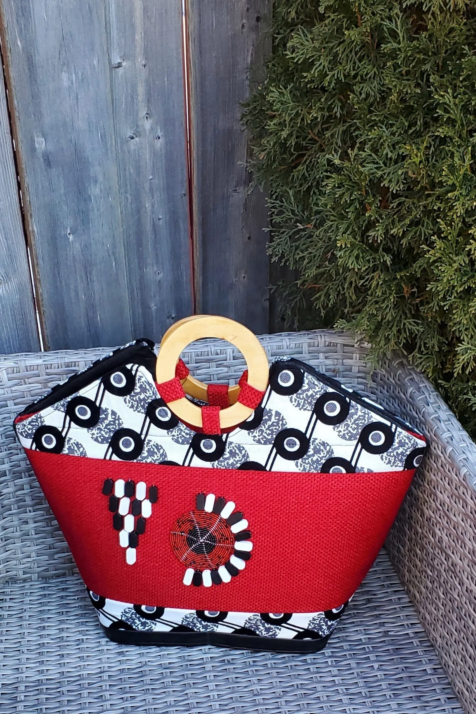 TELIYA African Print Totr Bag (RED)