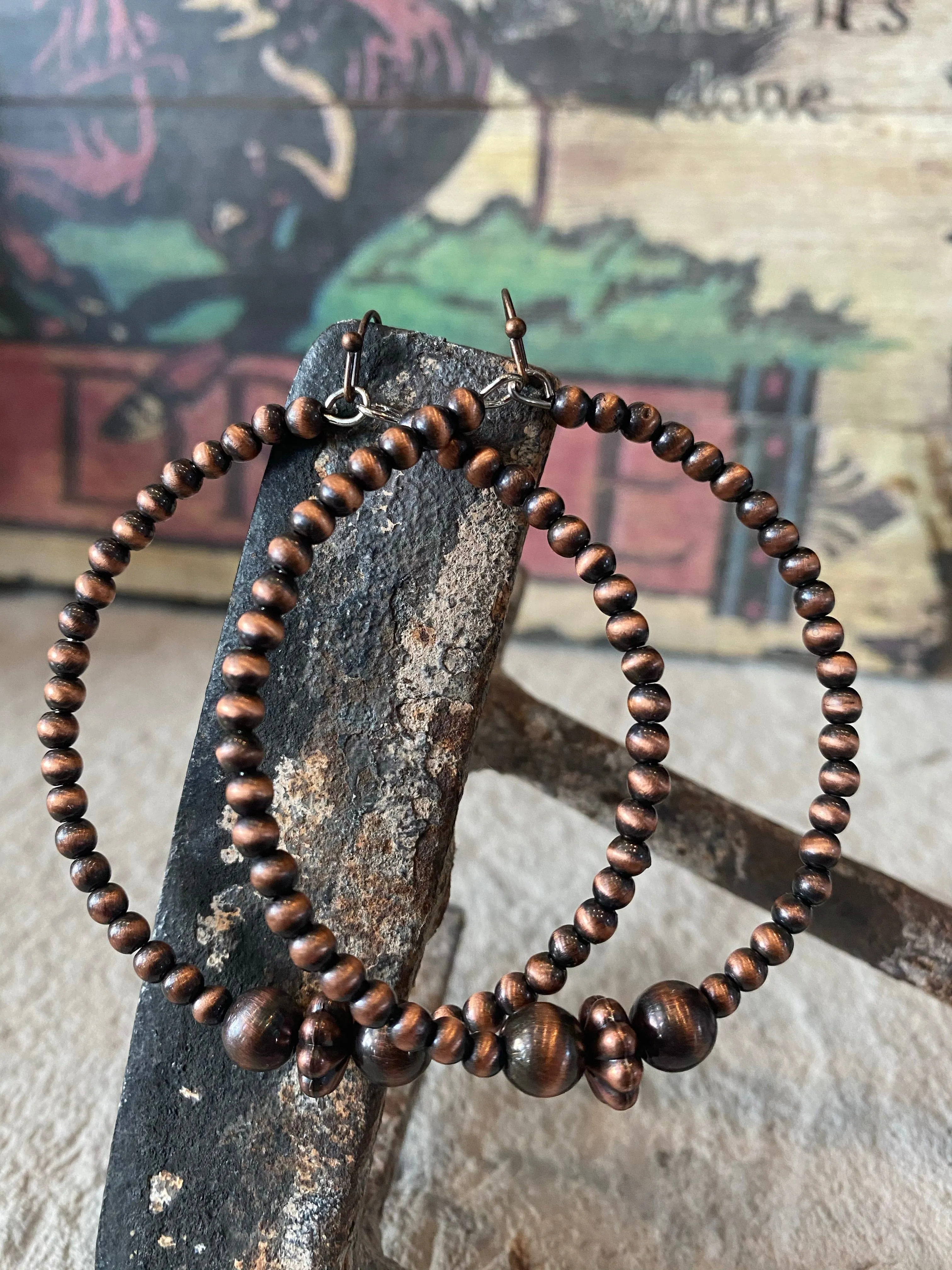 The Copper Navajo Pearl Hoop Earrings