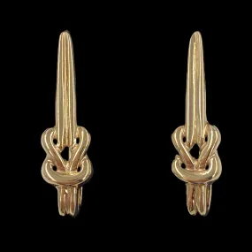 Vintage 14K Yellow Gold Love Knot Long Earrings