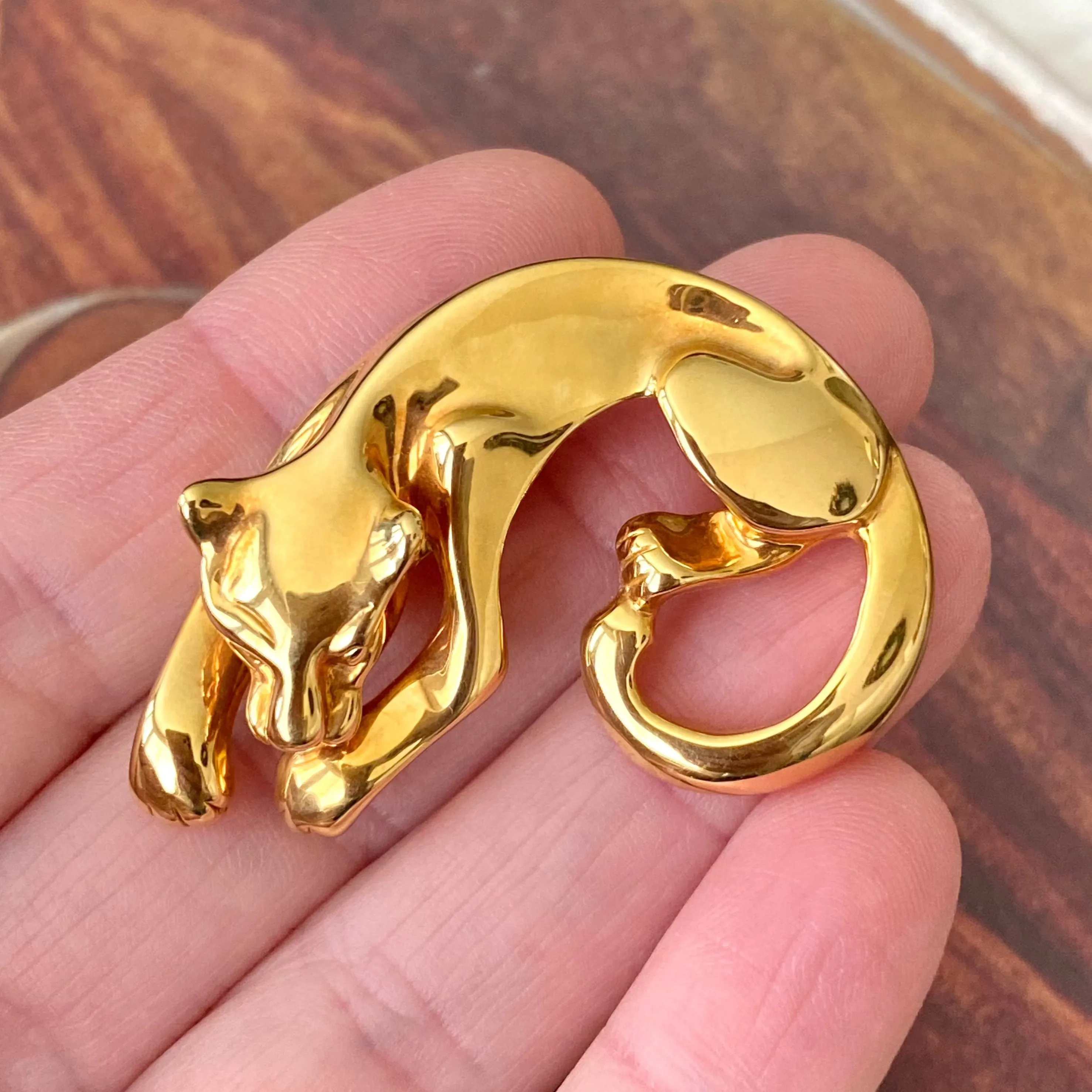 Vintage 14K Yellow Gold Panther Slide Pendant