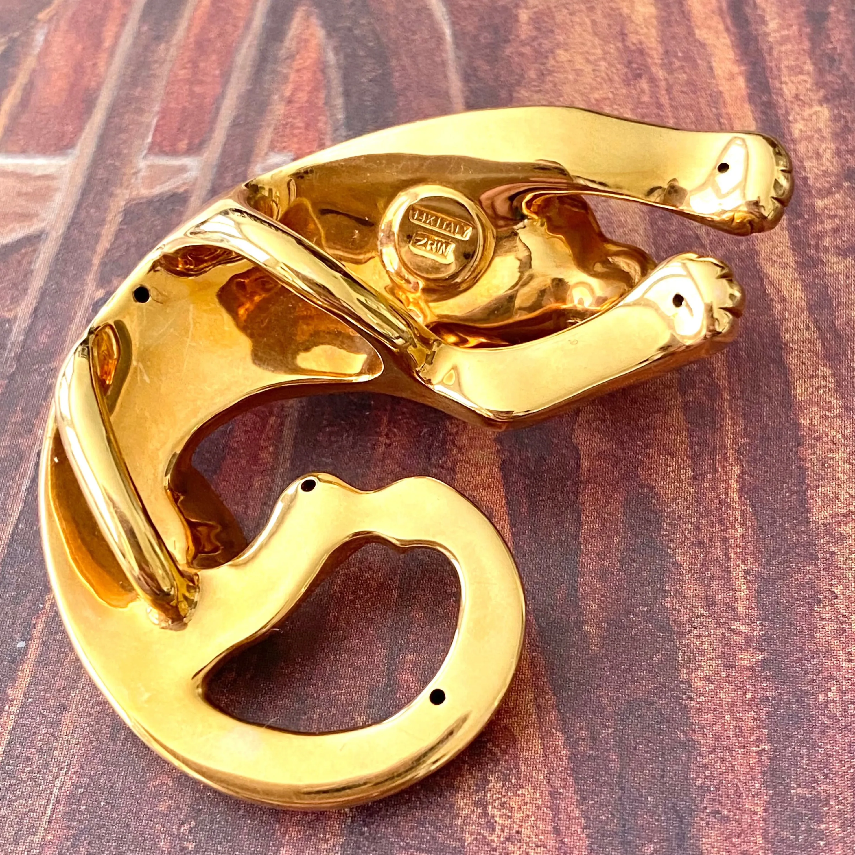 Vintage 14K Yellow Gold Panther Slide Pendant