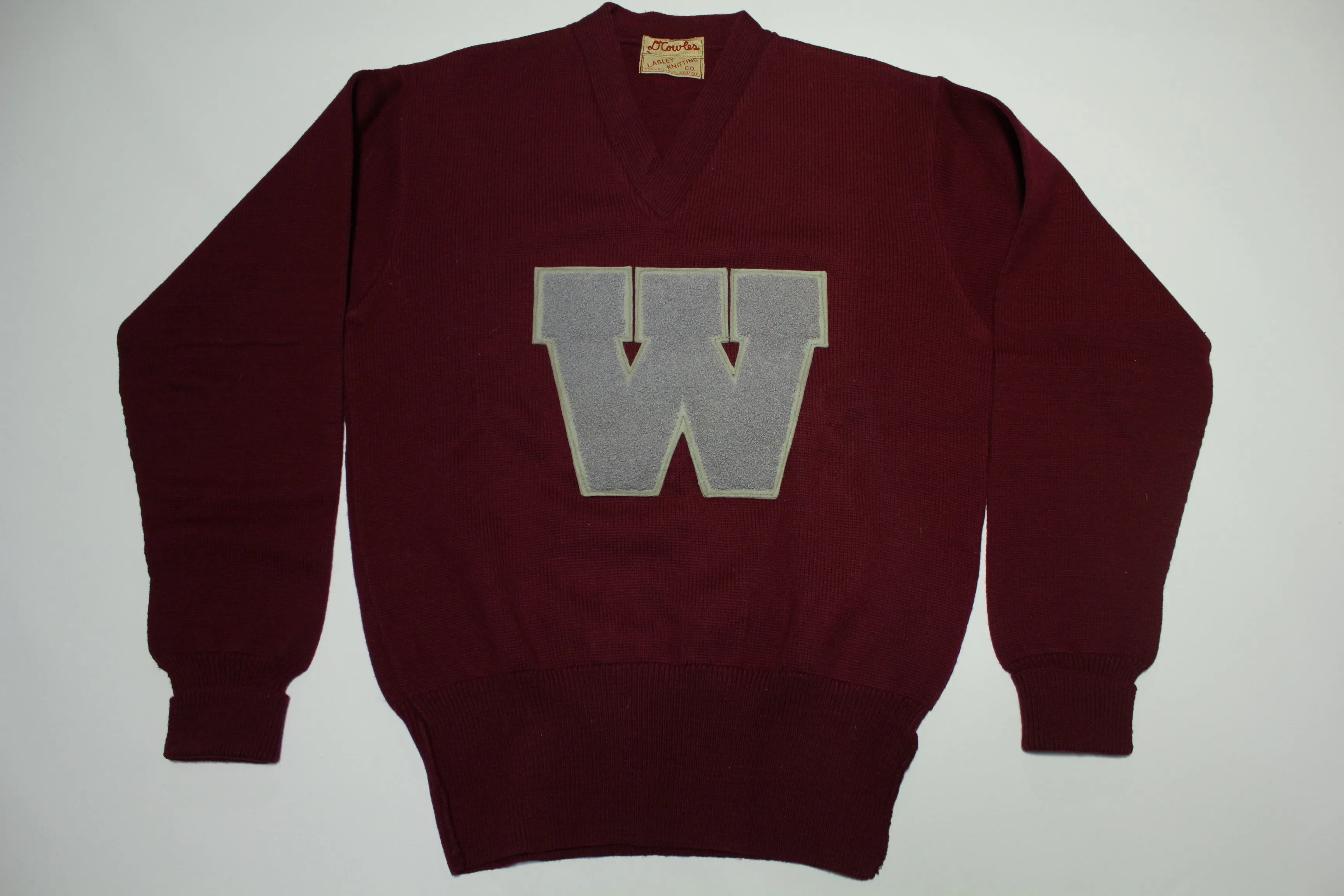 Washington State Cougars WSU Vintage 50's Seattle Lasley Knitting Letterman Sweater